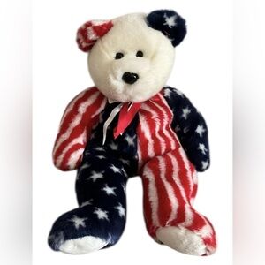 13” Patriotic 1999 Ty "Spangle" the Bear Plush BEANIE BUDDY Vintage